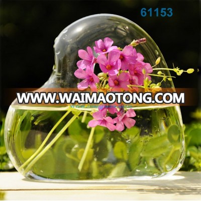 Heart shaped triangle glass vase