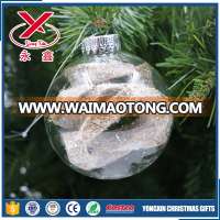 Clear christmas glass ball with rope in it for hanging tree ornaments